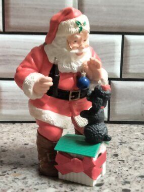 1993 Coca-Cola Santa & Poodle Dog "Playful Pals" Ornament in Original Box